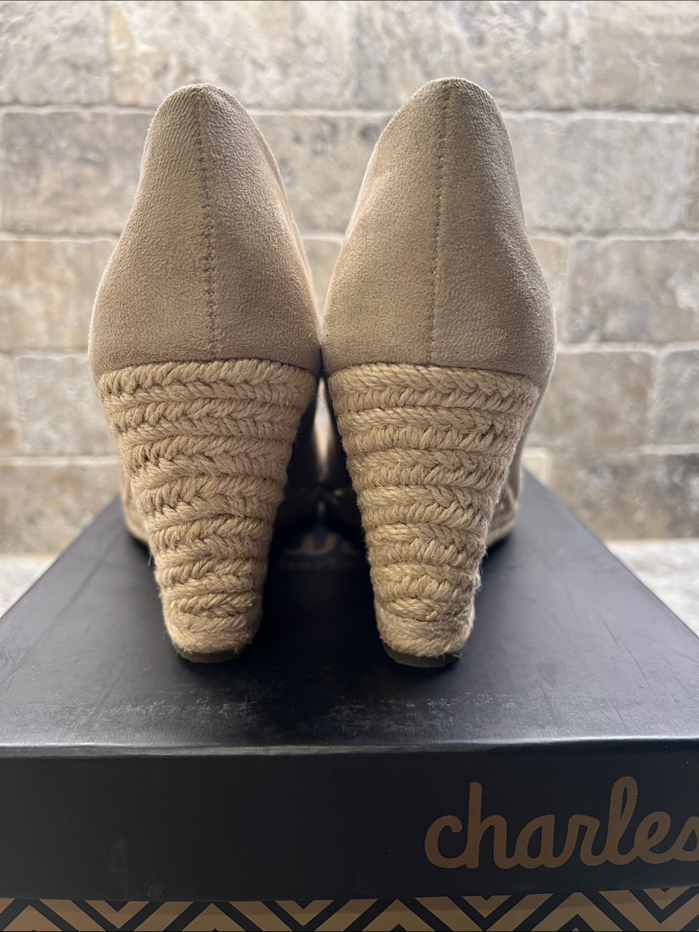 Charles by Charles David Nude Micro-Suede Espadrille Wedge Pumps - Picture 5 of 9